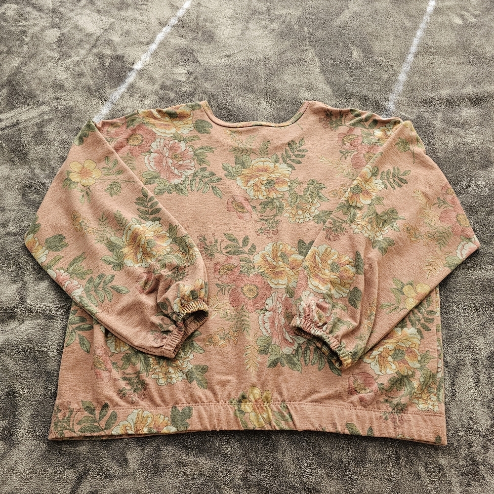 Piphany  Long Sleeve Top Floral Print Mauve Womens Large - Picture 11 of 13